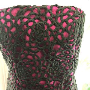 Adrianna Papell strapless dress fuchsia/Black lace